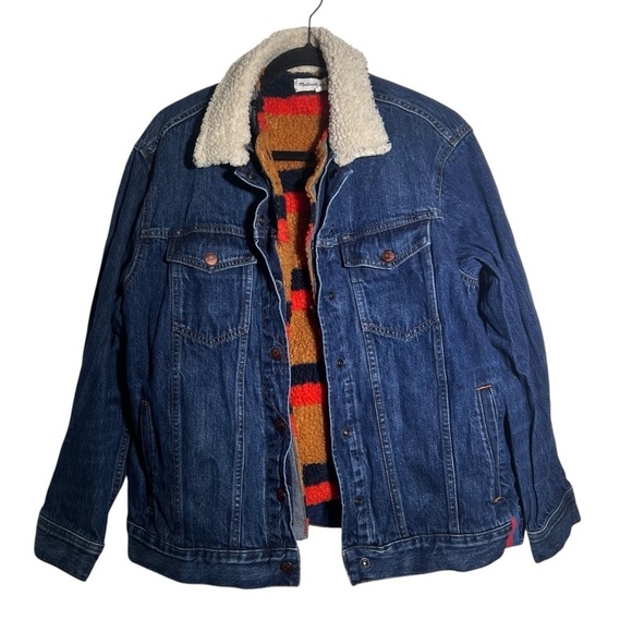 Madewell x Kule Sherpa-Lined Oversized Jean Jacket Medium - Picture 3 of 13